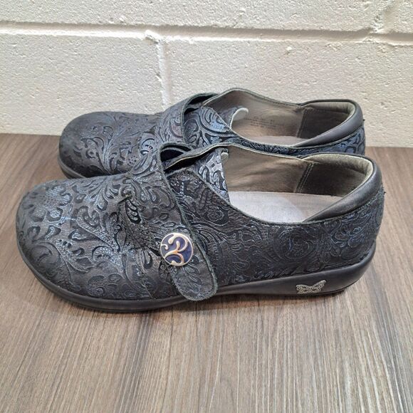 ALEGRIA Joleen Navy Swish Clog. Casual Slip On Floral Shoes Women's Size 10.5M - Picture 6 of 9